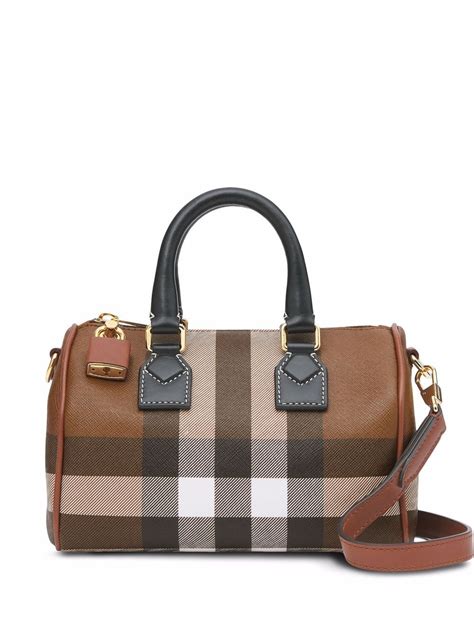 burberry black small bowling bag with checks on the side|burberry check mini bowling bag.